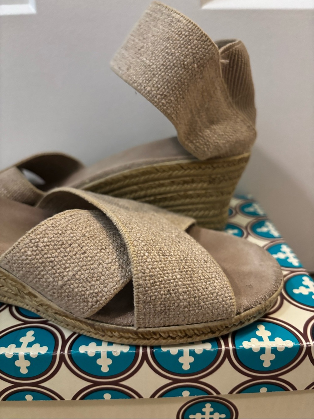 CHARLESTON SHOE CO. Beige Crisscross Ankle-Strap Sandals - Picture 7 of 8